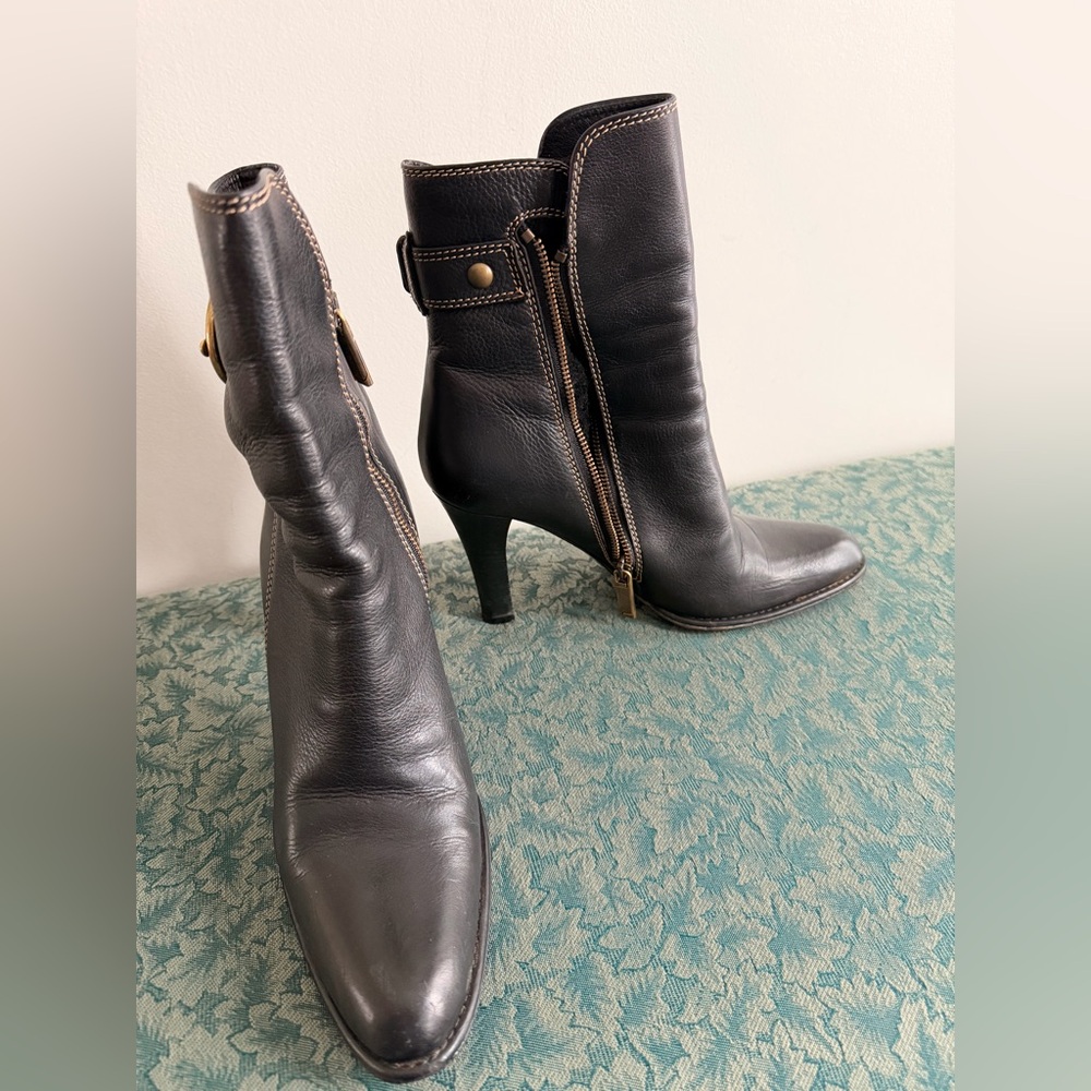 Coach all leather black boots